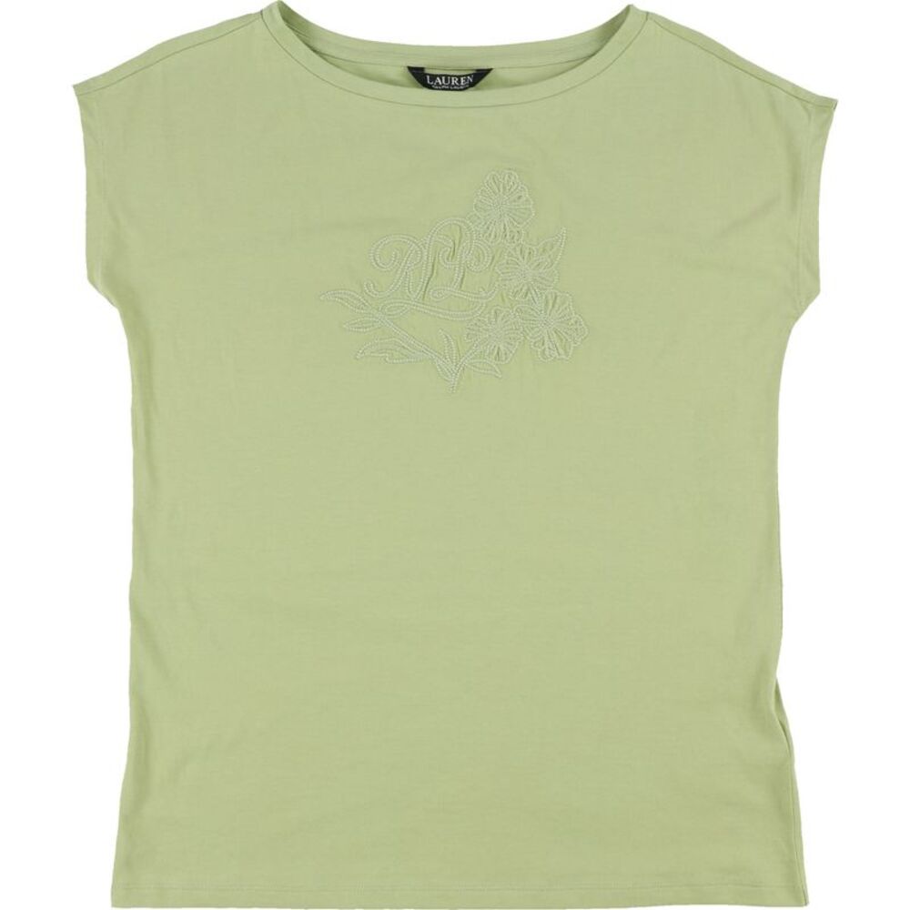 Ralph Lauren Womens Floral Logo Embellished T-Shirt, NWT